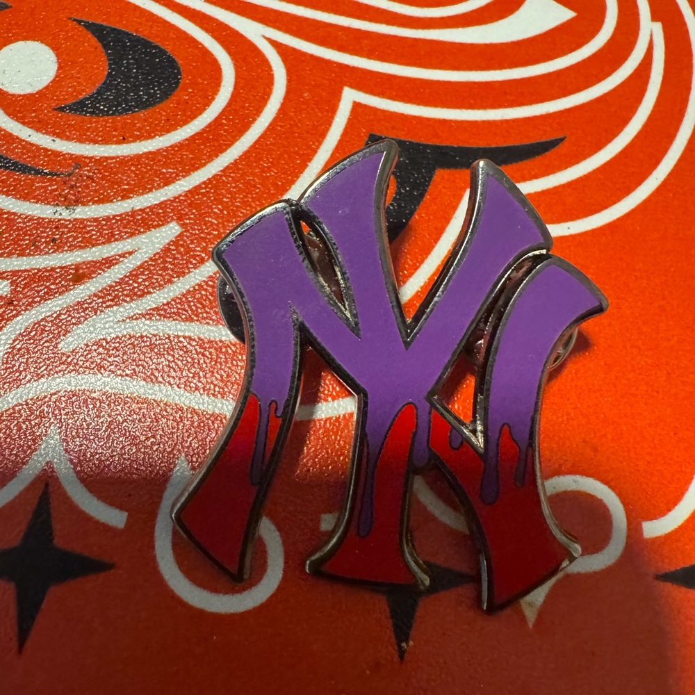 Purple and Red Flame NY Logo Pin Hat Pin